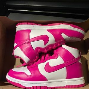Womens Nike Dunk High, White/Pink Prime